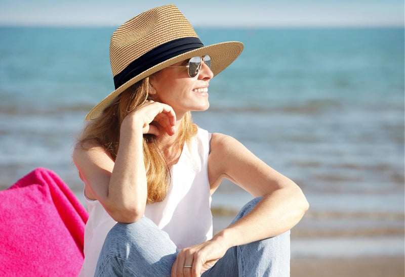 JOYEBUY Womens UPF50 Foldable Summer Straw Hat Wide Brim Fedora Sun Beach hat (Black) - Image 5